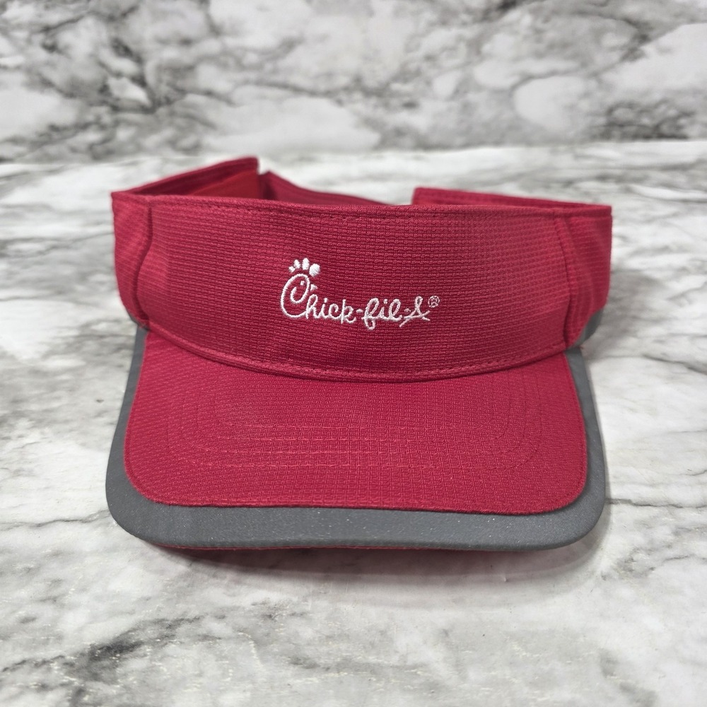 Chick-Fil-A Drive Thru Visor Cap Fast Food Employee Team Red Adjustable Hat NEW